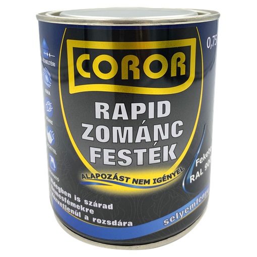 Coror Rapid Zománc fekete RAL9005  0,75 L