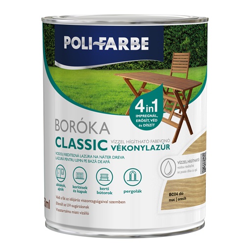 Boróka classic vizes vékonylazúr dió 0,75L