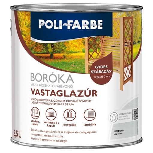 Boróka vizes vastaglazúr fehér 2,5 L