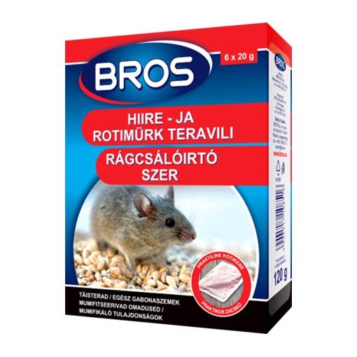 Bros Rágcsálóirtó szer 120g gabonaszemes (29ppm)