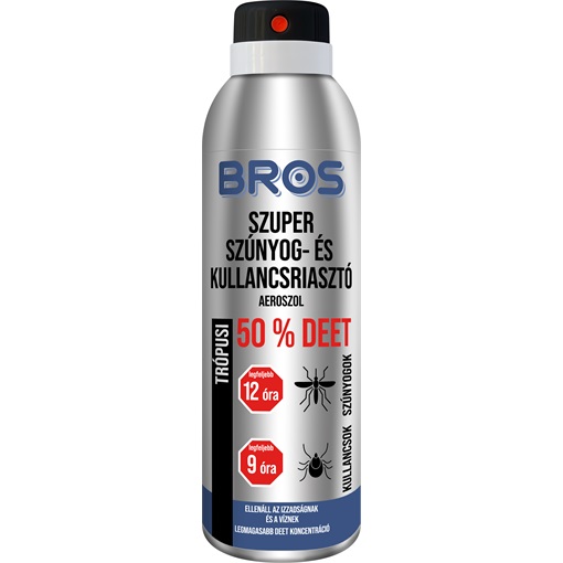 Bros Szúnyog és Kullancsriasztó Trópusi aeroszol 50% DEET 180 ml