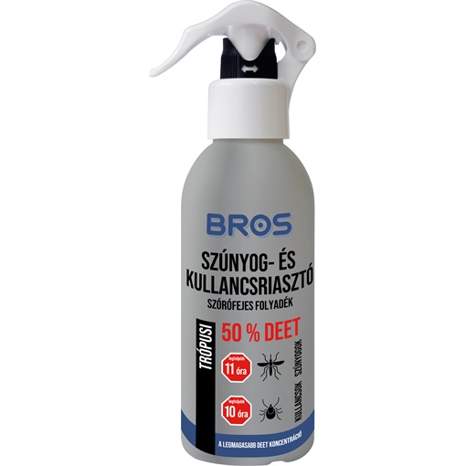Bros Szúnyog és Kullancsriasztó Trópusi szórófejes folyadék 50% DEET 130 ml