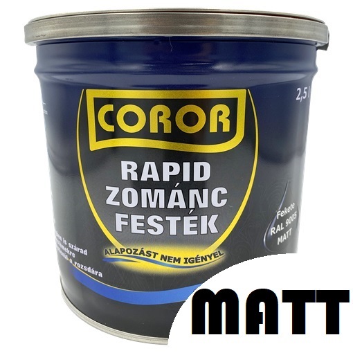 Coror Rapid Zománc matt fekete RAL9005  2,5 L