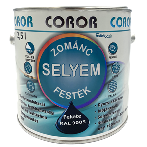 Coror Selyem Zománc fekete RAL 9005 2,5 L KIFUTÓ