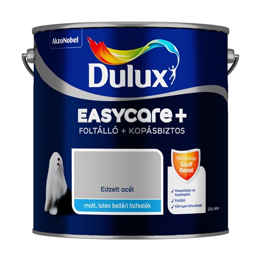 Dulux EasyCare Plus folt- és karcálló falfesték  Edzett acél 2,5 L