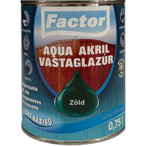 Factor aqua vastaglazúr sf. zöld  0,75 L