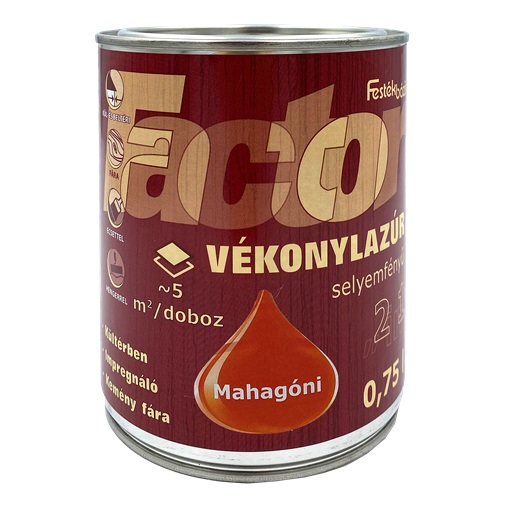 Factor vékonylazúr sf. 2in1 mahagóni  0,75 L