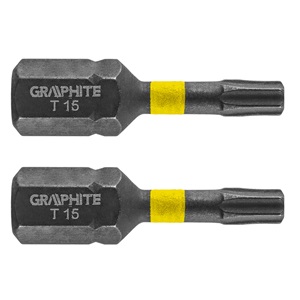 Graphite 56H512 Torziós ütvecsavarozó bit TX15 x 25mm, 2db. KIFUTÓ