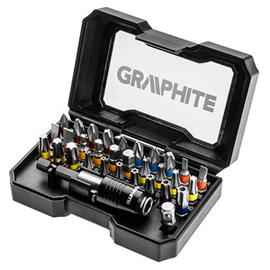 Graphite 56H608 csavarhúzó bitkészlet, 32db, bitek 25mm - 30db, adapter 1/4" - 1db, mágneses bittartó - 1db
