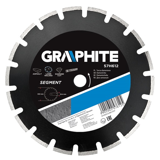 Graphite 57H612 gyémánt vágókorong 300 x 25,4mm, lézer hegesztett KIFUTÓ