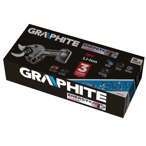 Graphite 58G029 Akkus metszőolló Energy+ 18V, Li-Ion, Akku nélkül!