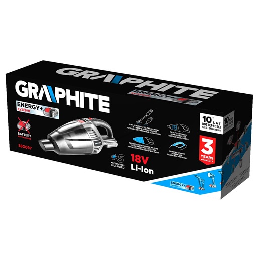 Graphite 58G097 Akkus kézi porszívó 2 az 1-ben Energy+, 18 V, (akku nélkül!)