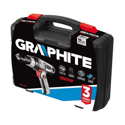 Graphite 58G792 elektromos csavarozó 250W, gyorstokmány 10mm, kofferben KIFUTÓ