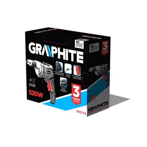 Graphite 58G794 csavarozógép, gipszkartonhoz/építőlemezekhez, kuplungos 230V/520W,hordtáska