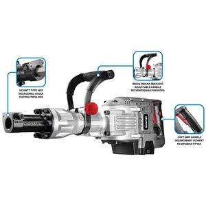 Graphite 58G868 bontókalapács 1700W, ütési energia: 45J, 14kg, kiegészítőkkel, kofferben