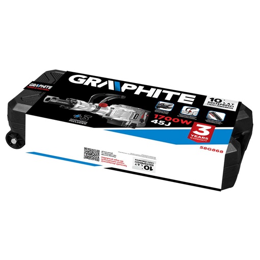 Graphite 58G868 bontókalapács 1700W, ütési energia: 45J, 14kg, kiegészítőkkel, kofferben