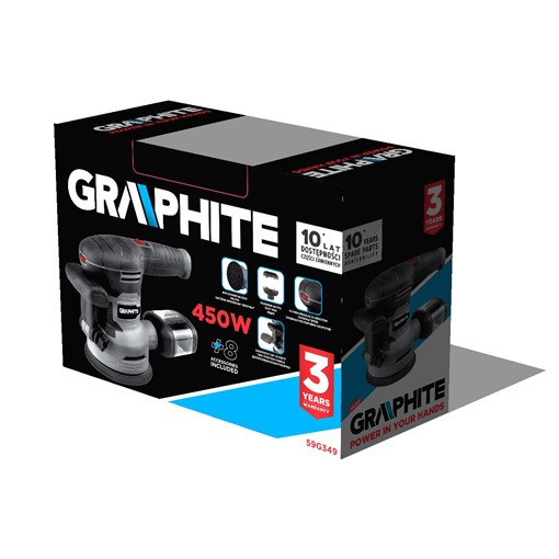 Graphite 59G349 Excentercsiszoló 450W, porelszívós 125/150mm, kofferben