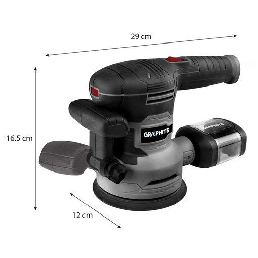 Graphite 59G349 Excentercsiszoló 450W, porelszívós 125/150mm, kofferben