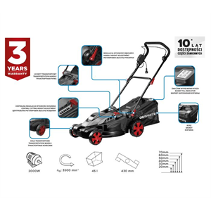 Graphite 59G475 Fűnyírógép 2000W, 430mm, 20-70mm, 45L
