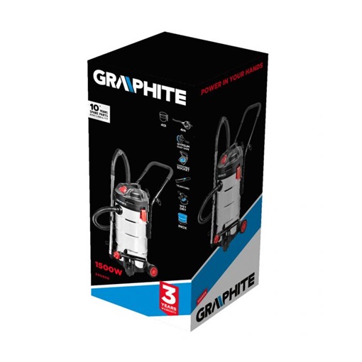 Graphite 59G608 száraz/nedves porszívó 1500W, inox tartály 40l KIFUTÓ