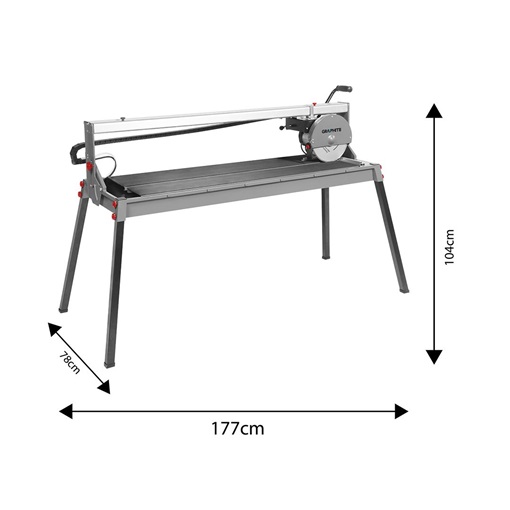 Graphite 59G892 Csempevágó gép 1500W, 250X25,4mm-es tárcsa, 1200mm vágáshossz, vízhűtés