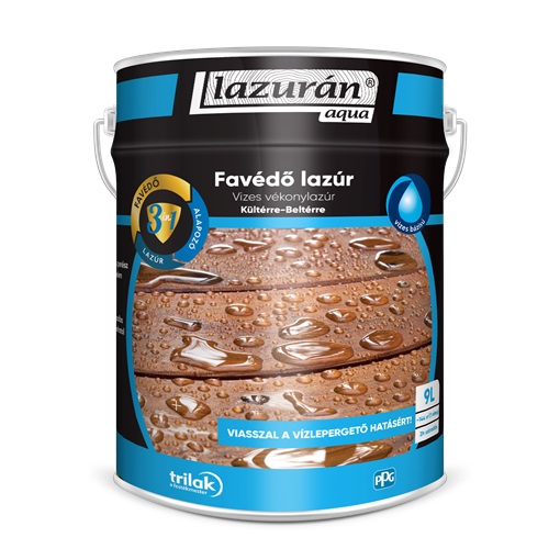 Lazurán aqua favédő lazúr 3:1 színtelen 9 L