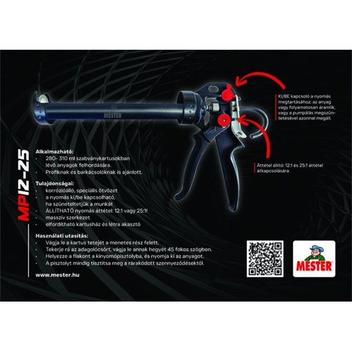 Mester MP12-25 Profi kartuskinyomó pisztoly