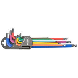 Neo 09-512 imbuszkulcskészlet 9db hosszú 1.5-10mm, színes KIFUTÓ