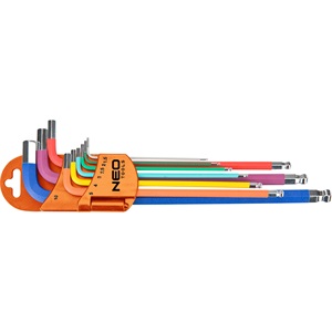 Neo 09-512 imbuszkulcskészlet 9db hosszú 1.5-10mm, színes KIFUTÓ