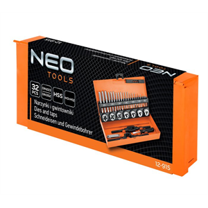 Neo 12-915 menetkészítő készlet M3-M12, HSS, 32 db-os