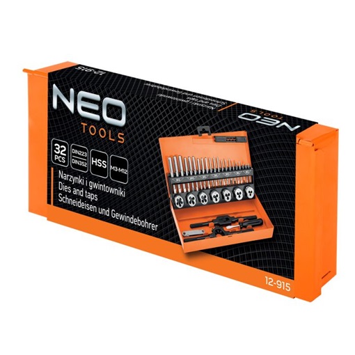 Neo 12-915 menetkészítő készlet M3-M12, HSS, 32 db-os