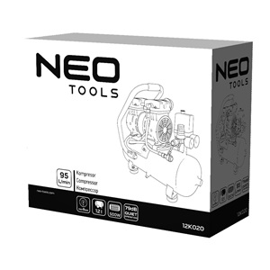 Neo 12K020 Olajmentes kompresszor 12 l, extra csendes működés, 79(61)dB