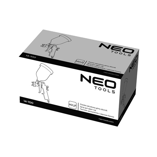 Neo 14-700 Pneumatikus festékszóró pisztoly, felső tartály 0, 6 l, fúvóka 1,4 mm, hvlp