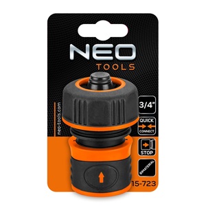 Neo 15-723 Tömlő gyorscsatlakozó 3/4", vízstoppos, kétkomponensű