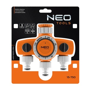 Neo 15-750 Mechanikus öntözőidőzítő óra, 3 utas, max.120perc