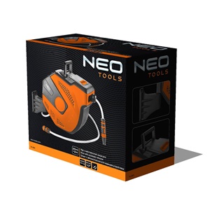 Neo 15-891 Autómata tömlődob, 20 m locsolótömlő + 2 m csatlakozó tömlő, 10 bar, PP ház, PVC tömlő, falra szerelhető
