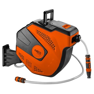 Neo 15-891 Autómata tömlődob, 20 m locsolótömlő + 2 m csatlakozó tömlő, 10 bar, PP ház, PVC tömlő, falra szerelhető