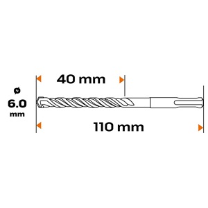 Neo 57-406 Betonfúró SDS PLUS 6x110mm, S4 type, 4 élű hegy