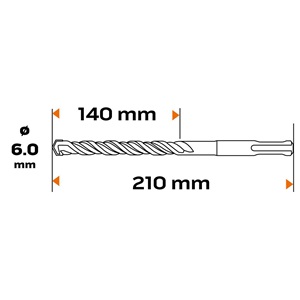 Neo 57-410 betonfúró SDS PLUS 6x210mm, S4 type, 4 élű hegy