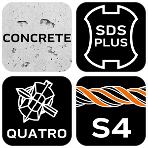 Neo 57-412 betonfúró SDS Plus 6x260mm, S4 type, 4 élű hegy