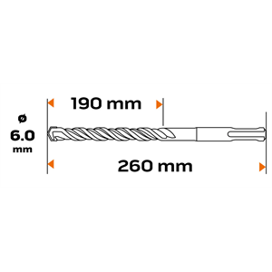 Neo 57-412 betonfúró SDS Plus 6x260mm, S4 type, 4 élű hegy