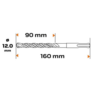 Neo 57-438 betonfúró SDS Plus 12x160mm, S4 type, 4 élű hegy