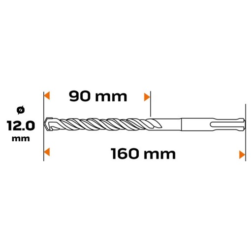 Neo 57-438 betonfúró SDS Plus 12x160mm, S4 type, 4 élű hegy