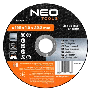 Neo 57-707 vágókorong fémhez 125x1,0x22mm, 41 A60-T-BF
