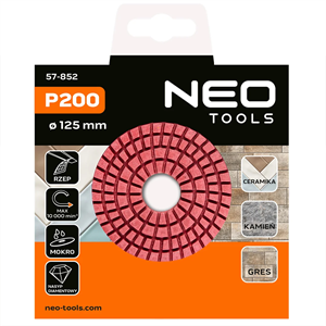 Neo 57-852 gyémánt csiszoló- és polírozókorong 125mm, K200