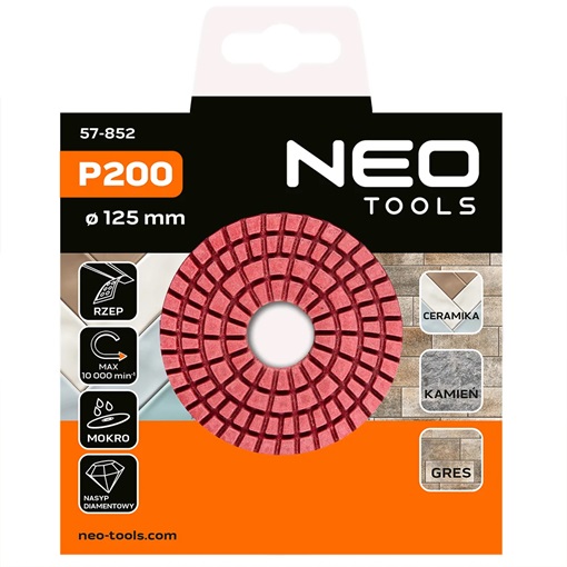 Neo 57-852 gyémánt csiszoló- és polírozókorong 125mm, K200