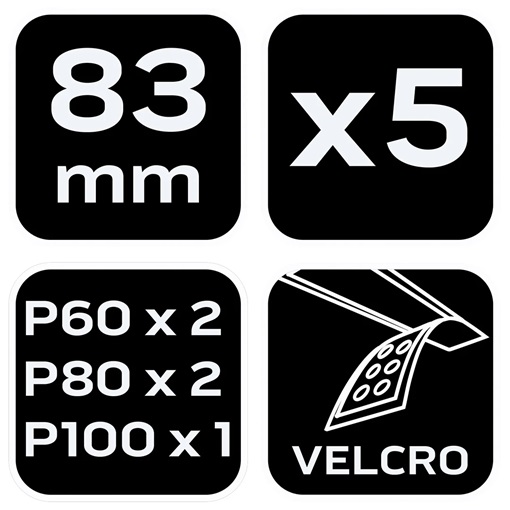 Neo 58-014 csiszolópapír multigéphez 83x83x83mm, 5db, (K60x2, K80x2, K100x1)