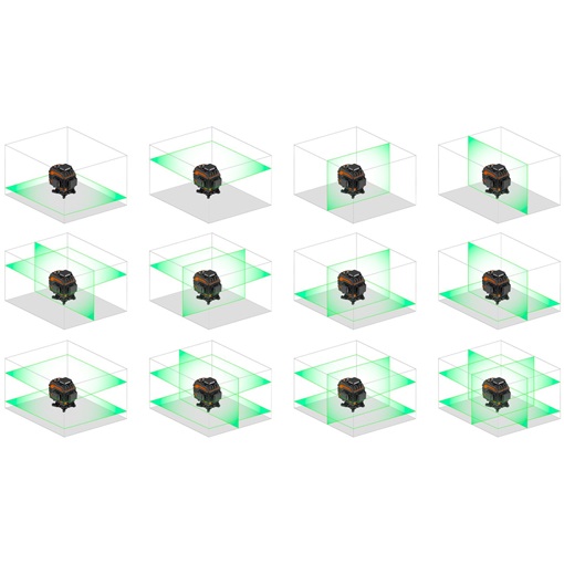 Neo 75-141 Lézeres szintező, 3D önbeálló keresztvonallézer, 360°, 16 vonal, 25m hatótáv, akku, tartozékok, táska, zöld