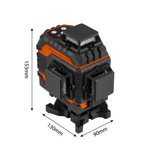 Neo 75-141 Lézeres szintező, 3D önbeálló keresztvonallézer, 360°, 16 vonal, 25m hatótáv, akku, tartozékok, táska, zöld