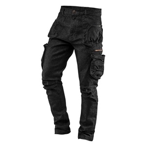 Neo 81-233-XL Farmer munkanadrág 5 zsebes, fekete, 98% pamut 2% elasztán, térderősítés XL